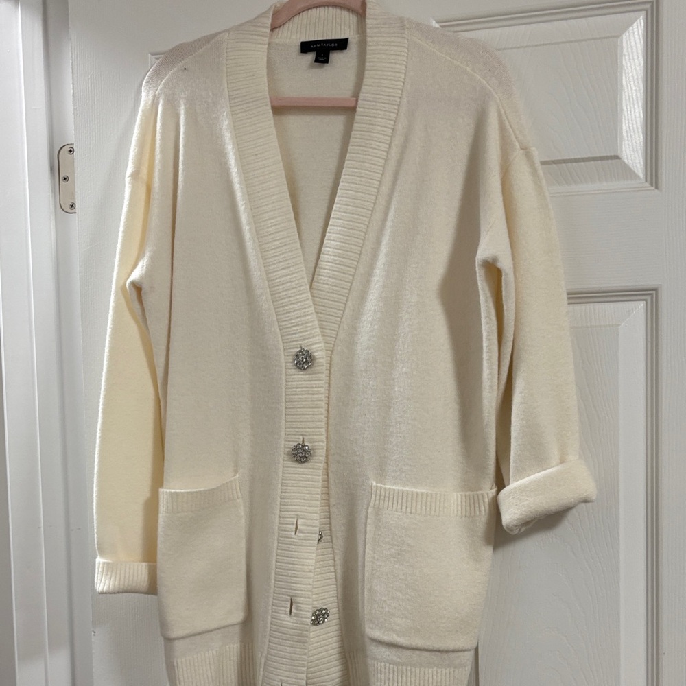 Ann Taylor Ivory Cardigan Sweater